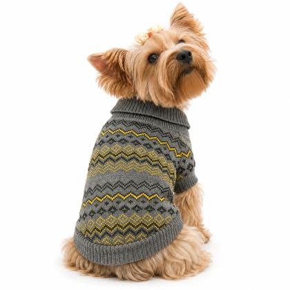 Pet Camelot Dog's Sweater Πλεκτό Γκρι - Κίτρινο XLarge