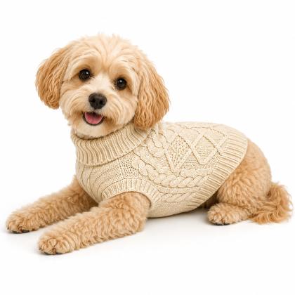 Pet Camelot Dog's Sweater Μπεζ σε 7 μεγέθη