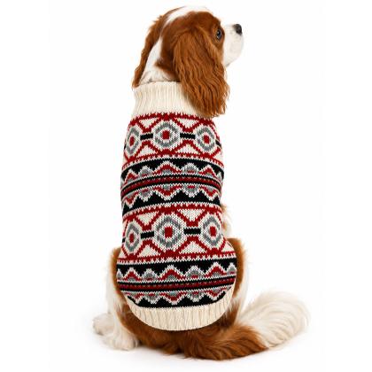 Pet Camelot Dog's Sweater Κόκκινο & Μπεζ σε 7 μεγέθη