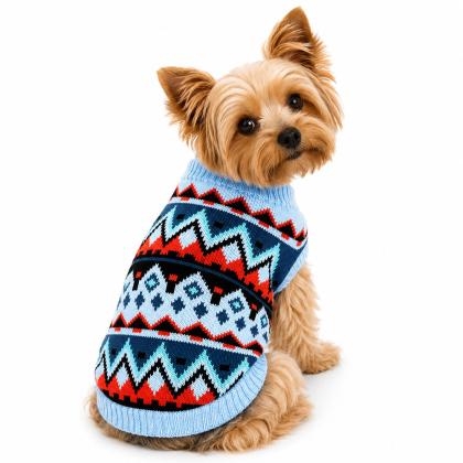 Pet Camelot Dog's Sweater Μπλε & Πορτοκαλί σε 7 μεγέθη