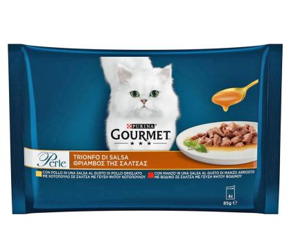 Purina Gourmet Perle Φιλετάκια Θρίαμβος Της Σάλτσας Multipack 4x85g