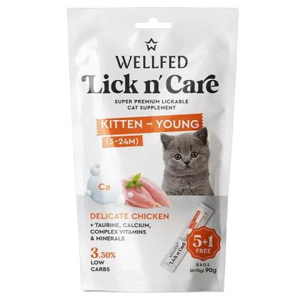 Wellfed Lick N' Care Kitten & Young Puree Delicate Chicken