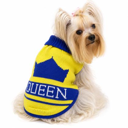 Dogs Sweater Πλεκτό Queen Κίτρινο - Μπλε σε 3 μεγέθη